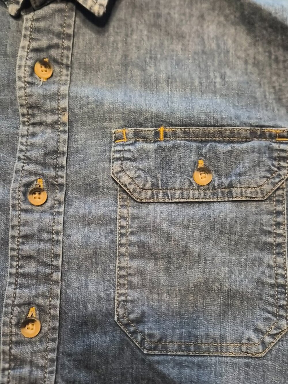 Wrangler Mens Denim Short Sleeve Button Up Shirt Size Small Stretch G791 - Picture 3 of 10